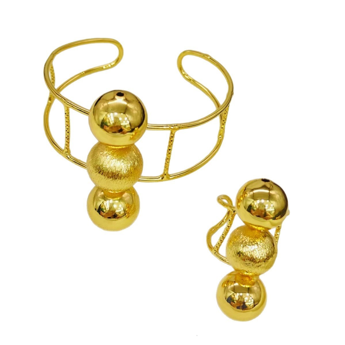 18K gold-plated jewelry set round bead earrings necklace African Dubai pendant earrings fashion Italian jewelry gifts 240927