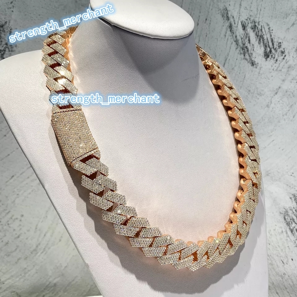 Custom Rapper Heavy Hip Hop Jewelry Mens Vvs Diamonds 925 Sterling Silver Cuban Link Chain Iced Out Moissanite Chains