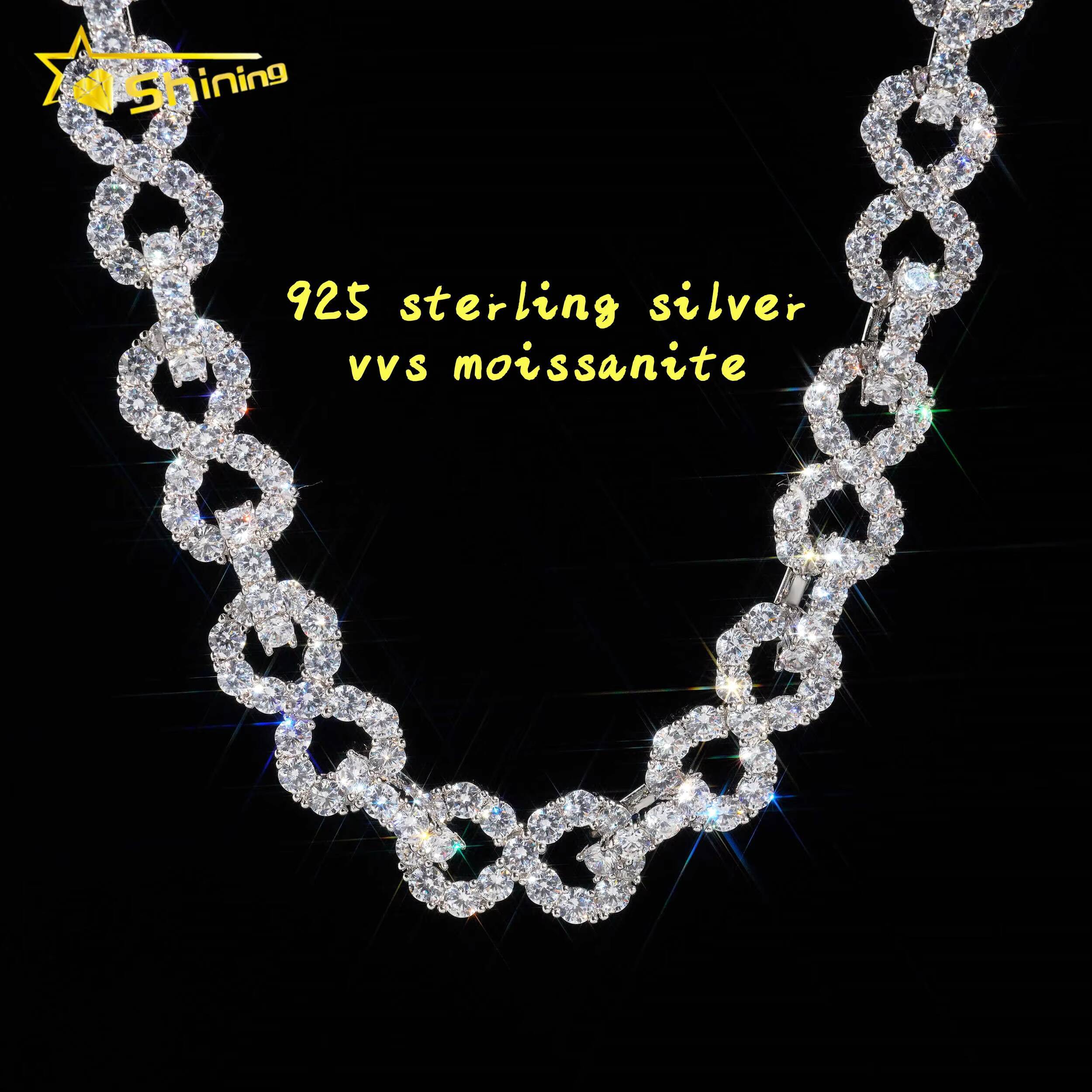 Pass Diamond Tester Cuban Link Chains 925 Sterling Silver Necklaces Hip Hop Men Fashion 13mm 15mm Moissanite Cuban Link