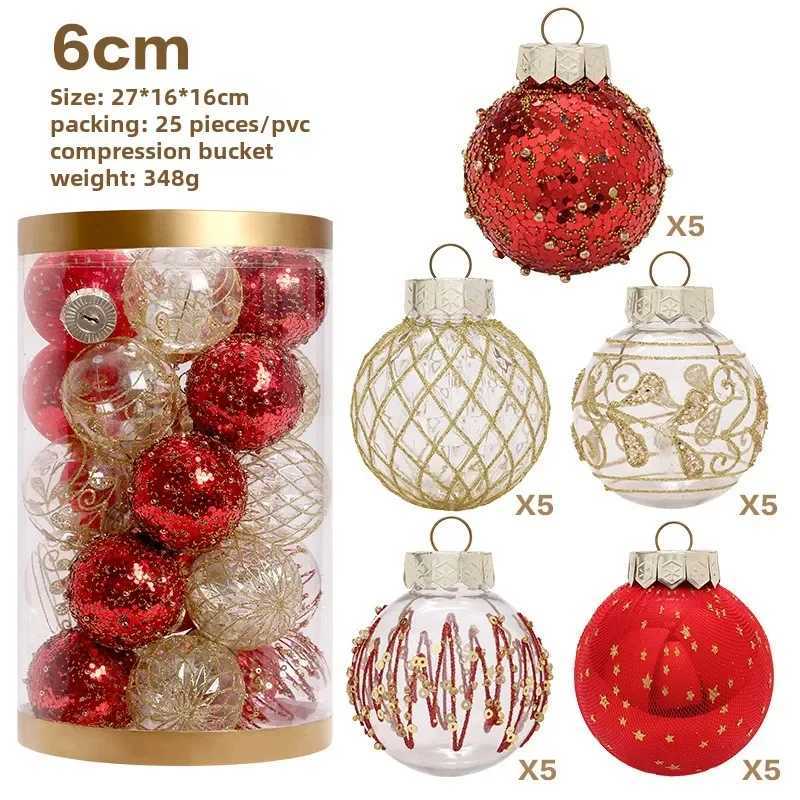 25Pcs 6CM Christmas Balls Big Ball Christmas Tree Pendant Ornaments for Party Decor 2025 New Year Navidad Gifts Accessory LIJIAO C251030