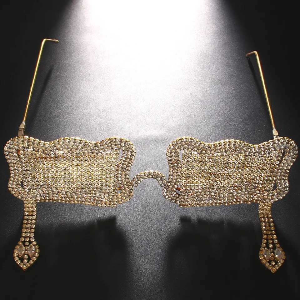 Fashion Men Tassel Glasses Frame Eyewear Decoration Collapsible Summer Vintage Snake Sunglasses Frames Rhinestone Face JewelryW251029