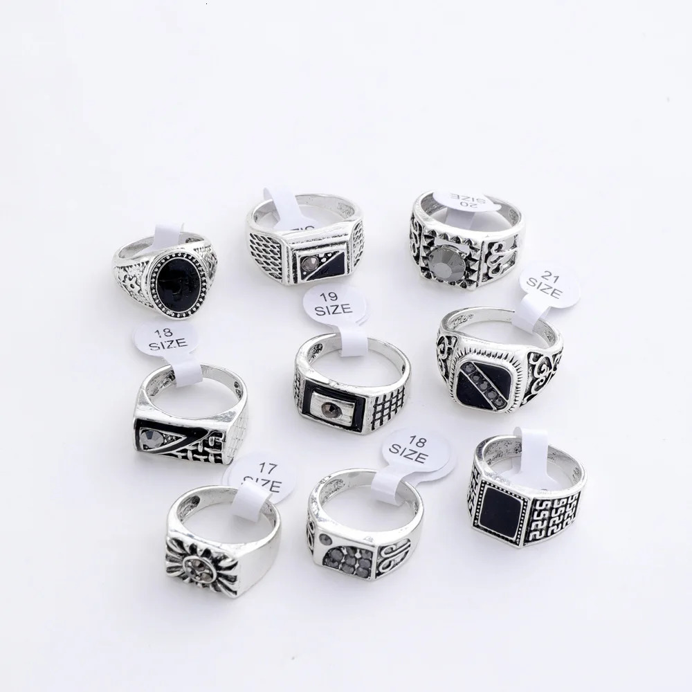 10203050100Pieces Retro Punk Enamel Oil Drop Square Rings for Men Women Vintage Jewelry Accessories Party Gifts 251023