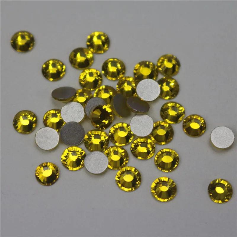 SS3SS20 Lemon Yellow Nail Art Rhinestone Flat back Non fix Glue on Nail Art Rhinestones DIY Decorative Accessories 251027