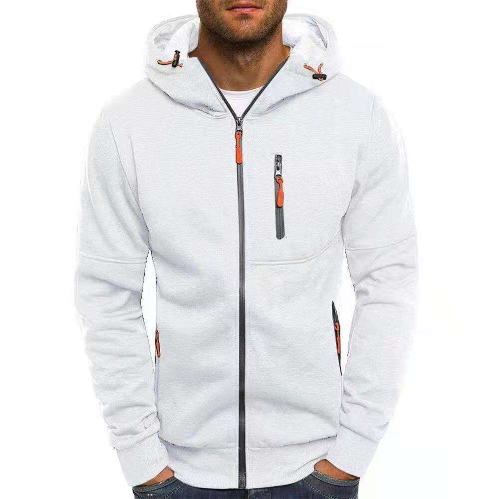 Men's Spring and Autumn Sports Casual Fitness Loose Zipper Solid Color Sweatshirt for Men