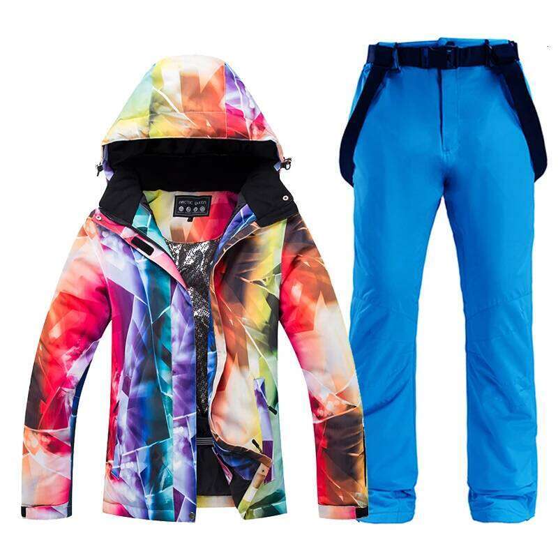 -30, Women Snow Wear Suit Sets, Snowboard Clothing, Waterproof, Winter Costume, Ski Jacket And Strap Pant, Belt Bibs For Female