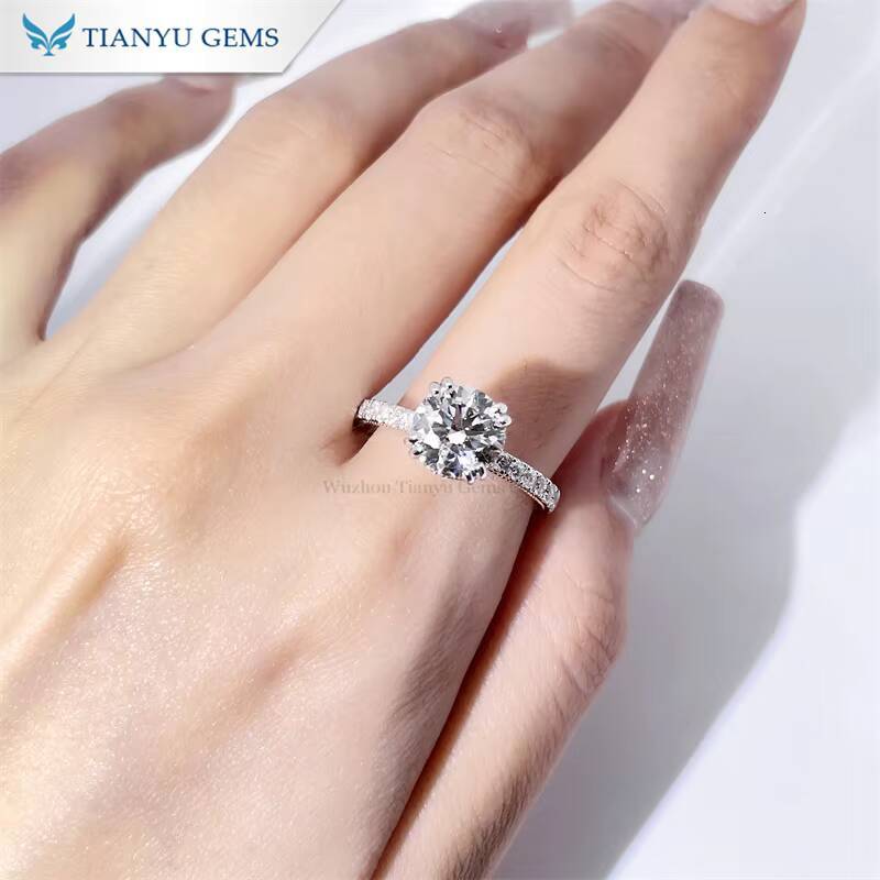 Tianyu Gems 14k Rose Gold and White Gold Setting 85mm 25ct Round Moissanite Diamond Round Cut Engagement Rings