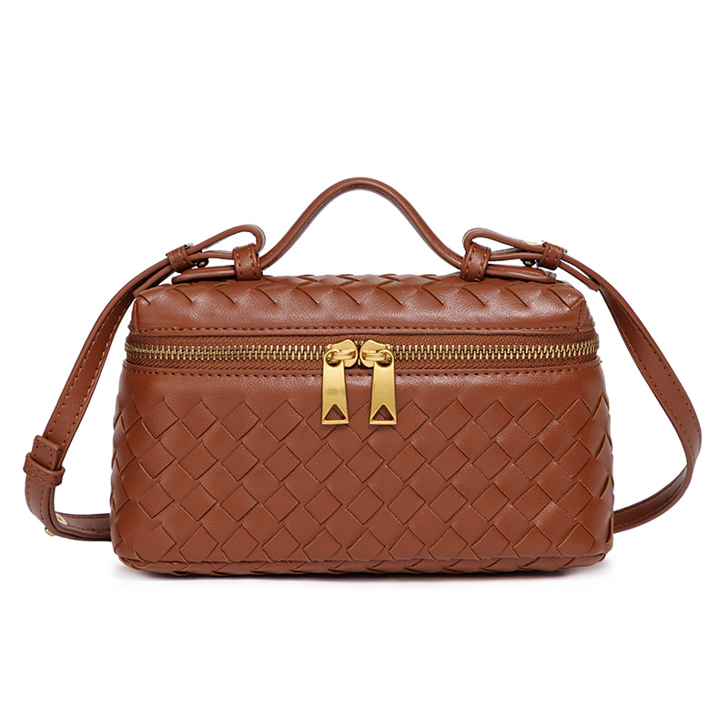 Luxury Design Fashion Trend Handwoven Lunch Box Bag New Style Zipper Bag Trendy Single-Shoulder Handbag Crossbody Bag Opulent Aesthetic Glamorous Meta