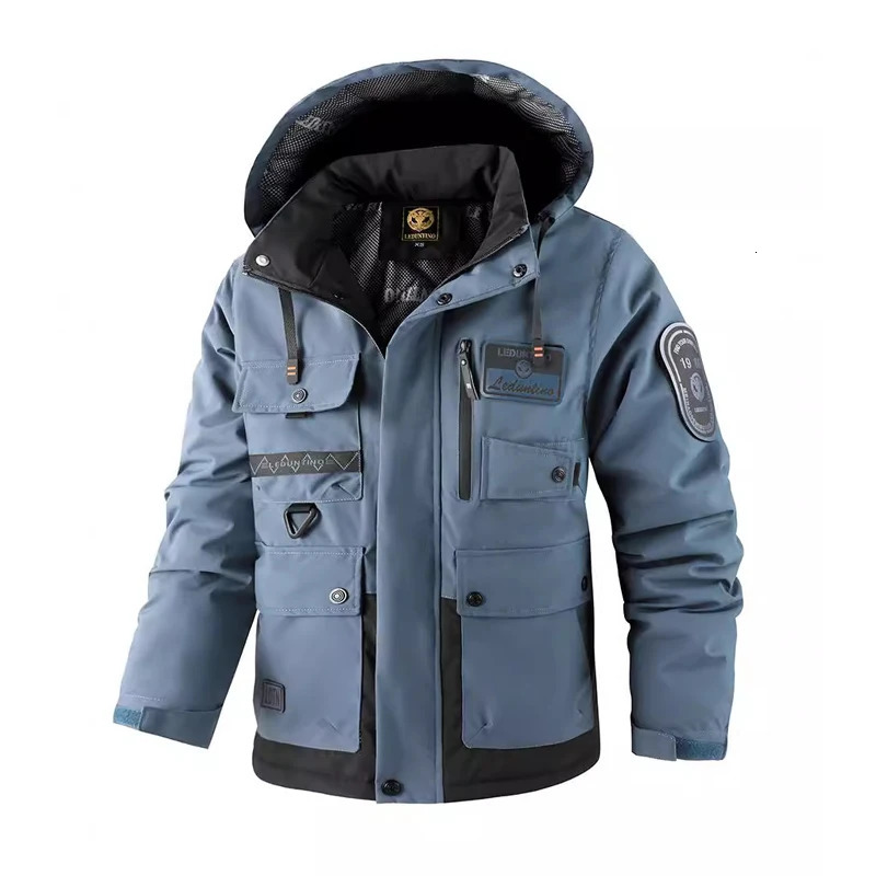 Winter Mens Mountain Ski Parkas Fashion Men Cotton Warm Down Padded Fashion Men Hiking Thermal Windbreaker Hooded Jacket 251028