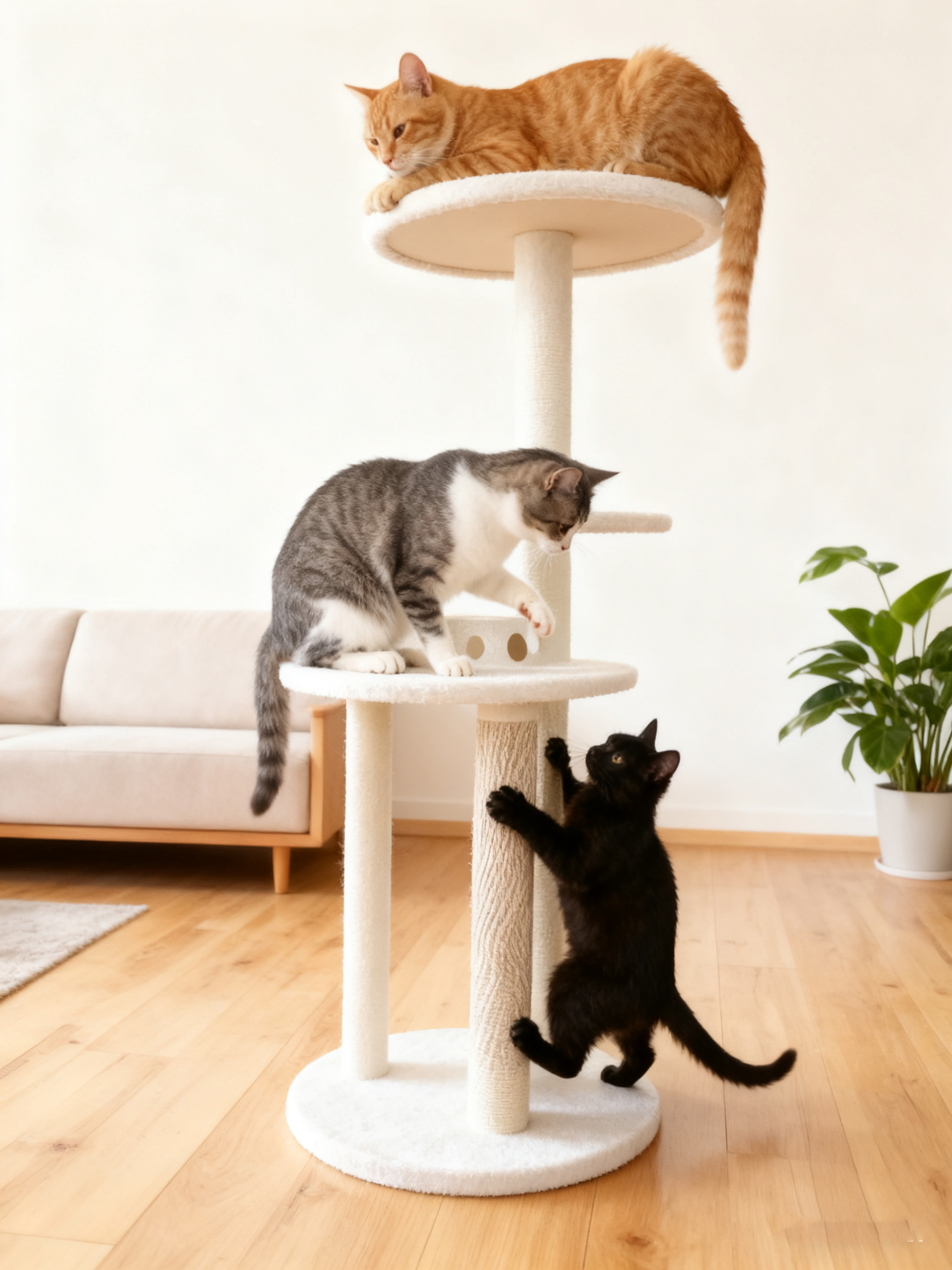 Cat Tree with Cat Bed, Cat Scratcher, and Shelves - Space-Saving Sisal Design for Home Use hot-sale products
