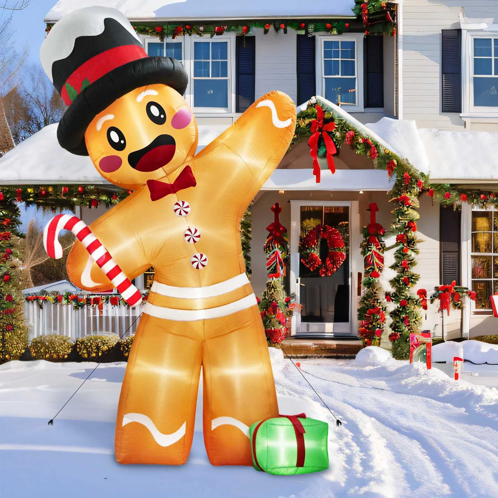 OurWarm 12FT Christmas Inflatables Outdoor Decorations Giant Gingerbread Inflatable Christmas Blow Up for Outdoor Lawn Garden C251030