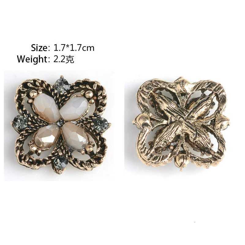King Dragon Glass Antique Rhinestone Flower Embellishment Button Used On Decoration 17MM 5PCSLot Flat Back Antique Gold Color Y251029