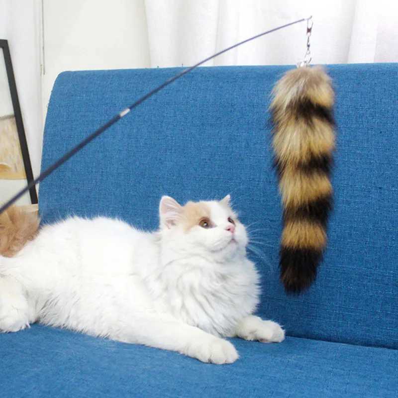 Funny Pet Cat Stick Fox Hair Replacement Head Good Toughness Feather Stick Cat Toy S251029