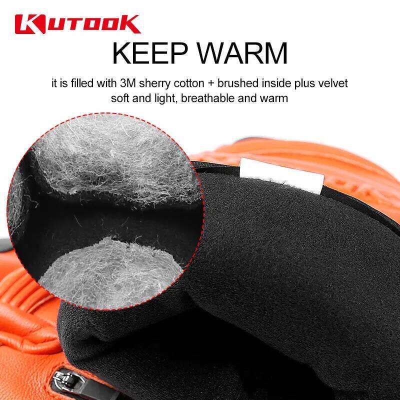 KUTOOK Winter Ski Goatskin Leather Mittens 3M Thinsulate Snowboard Thermal Warm Skiing Gloves Waterproof Men Women