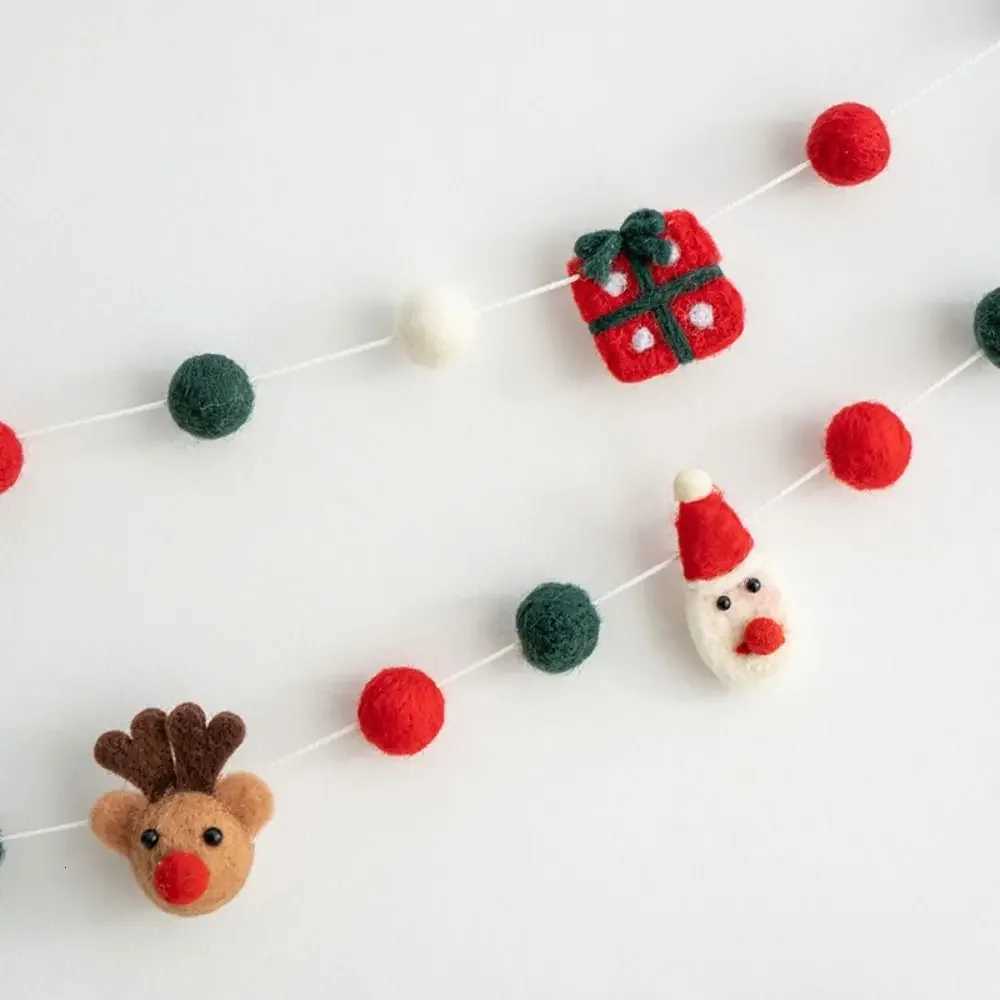 Kawaii Felt Christmas Banner Hanging Bunting Merry Christmas Ornaments Reusable Xmas Decorations C251030