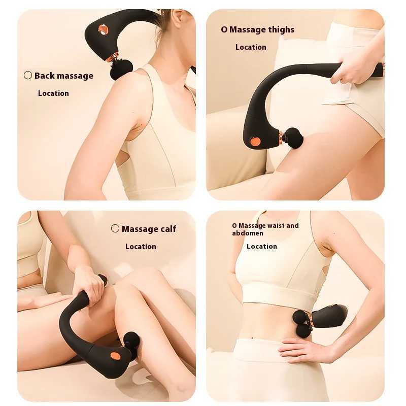 USB Dual Head Extended Handle Fascia Gun Dual Massage Experience Massager J251030