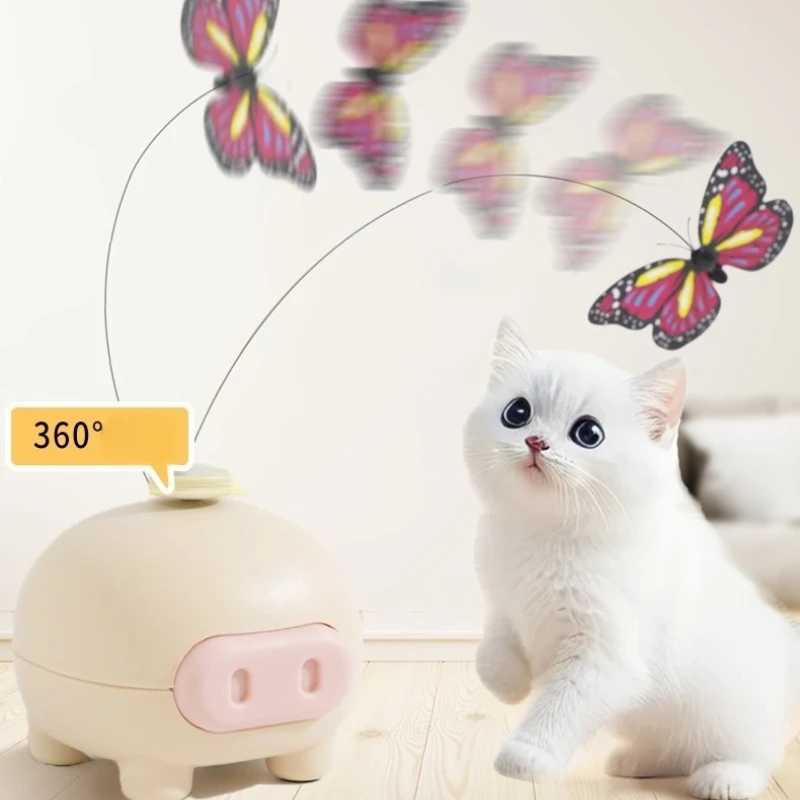 Cat Teaser Toy Interactive Automatic Rolling Ball Cats Toy Butterfly Tail Smart Pet Electric Kitten Toy Cat Accessories S251029