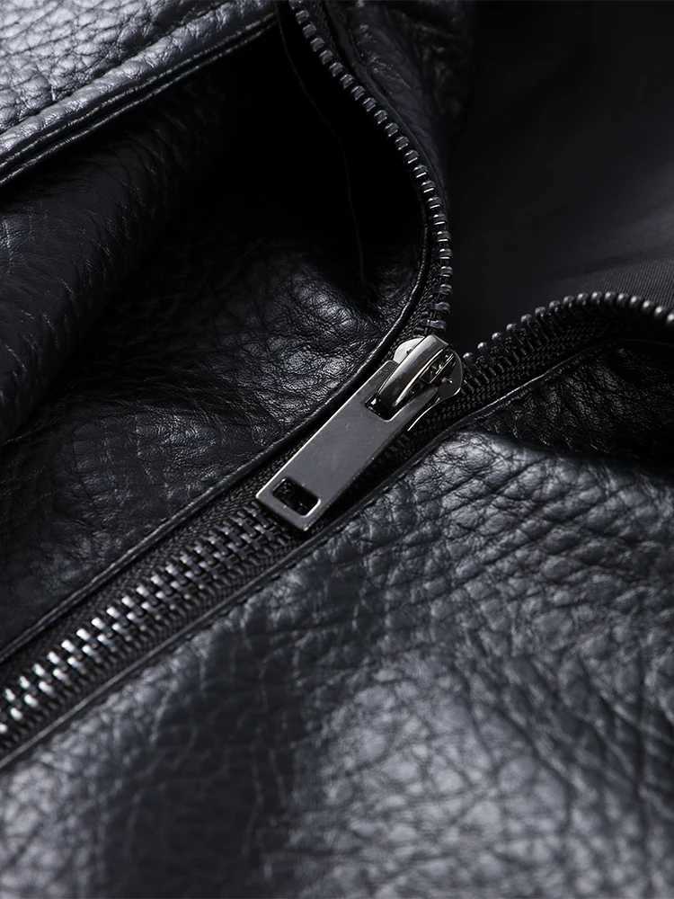 Vintage Womens Black Leather Jacket Long Sleeve Stand Collar Motorcycle Thick Coat Female 2025 Autumn Winter Lady Streetwear1 Y251105