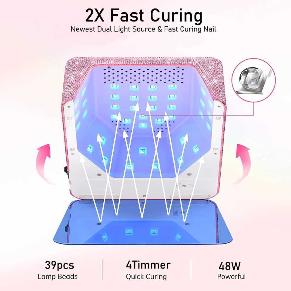 Diamond Nail Lamp lampara de unas inalambrico Rechargeable Fast Drying Curing Lamp HD LCD Display Gel Nail Light for SalonHome L251030