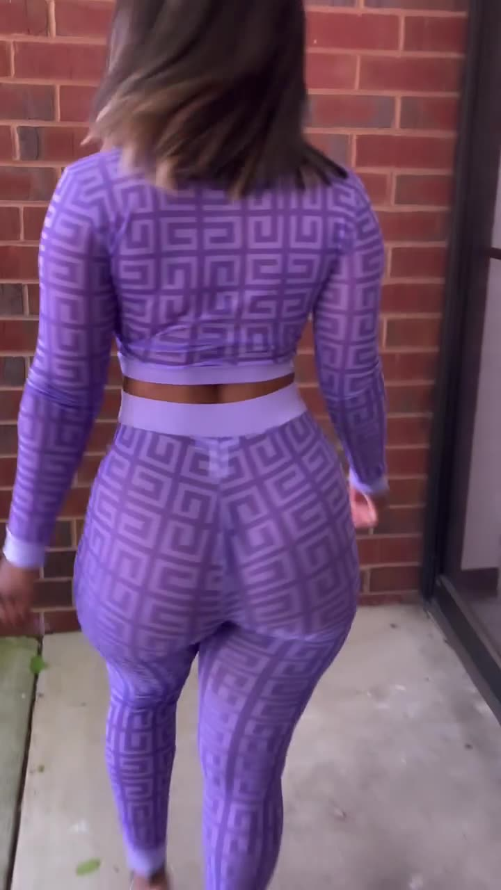 Women's Tracksuits Autumn And Winter Stretch Knitted Outfits For Women Printed Suit Long-sleeved Tight Sports Yoga two piece set women Set