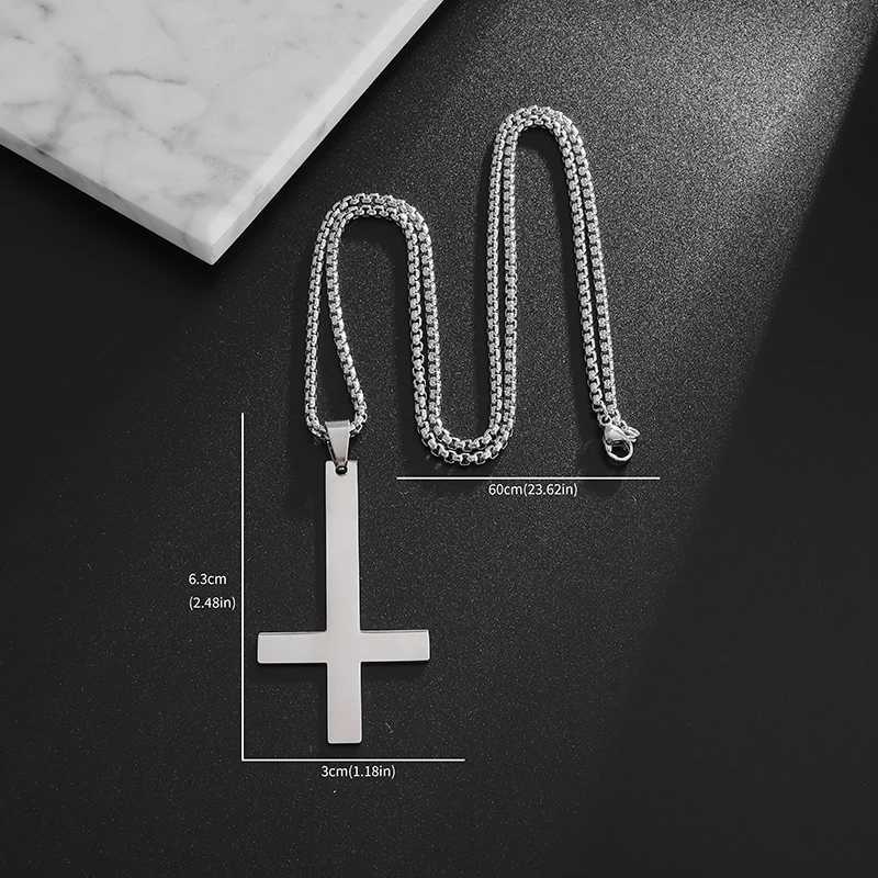 Male Black Plated St Peters Inverted Cross Pendant Necklace for Men Stainless Steel Choker Crux de Sanctus Petrus JewelryXJ251030