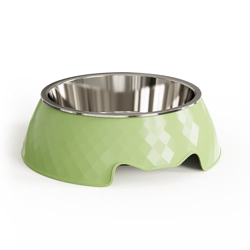 H1193 Anti-tipping stainless steel pet bowl with non-slip base - wholesale available.