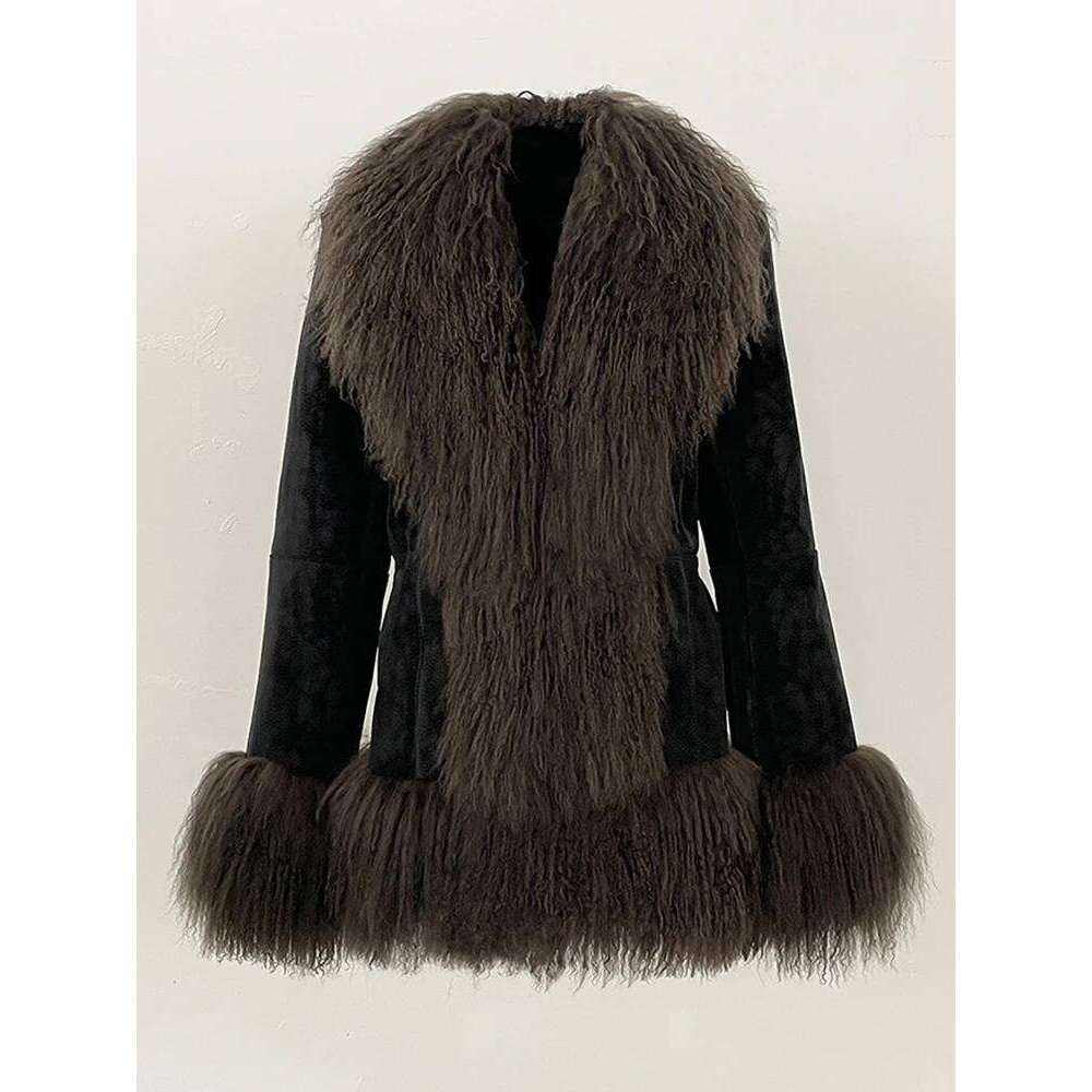 Shein Men's Jackets OFTBUY Autumn Winter Women Coat Real Natural Mongolia Sheep Fur Turn-Down Collar New Fashion Jacket Thick Warm Casual Overwea