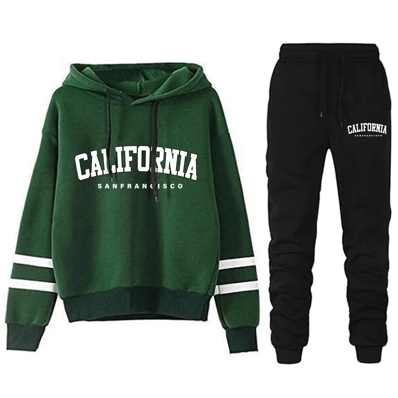 California Womens Tracksuit Casual Stripe Versatile Hooded Sweatshirt or Pants Suit Simplicity s Street Outfits S3XL 251028