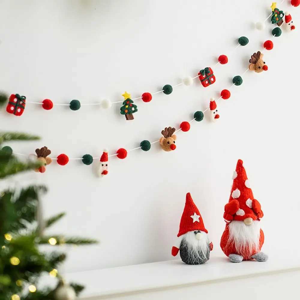 Kawaii Felt Christmas Banner Hanging Bunting Merry Christmas Ornaments Reusable Xmas Decorations C251030