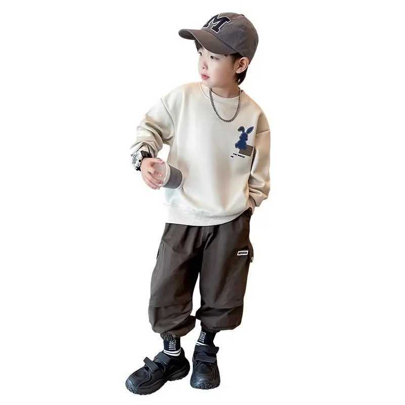 Boys Spring Autumn Fashion Cotton Sweatshirts Kids New Rabbit Patchwork Element Sports Outfits Bottoming Shirts Children ClothesT251030