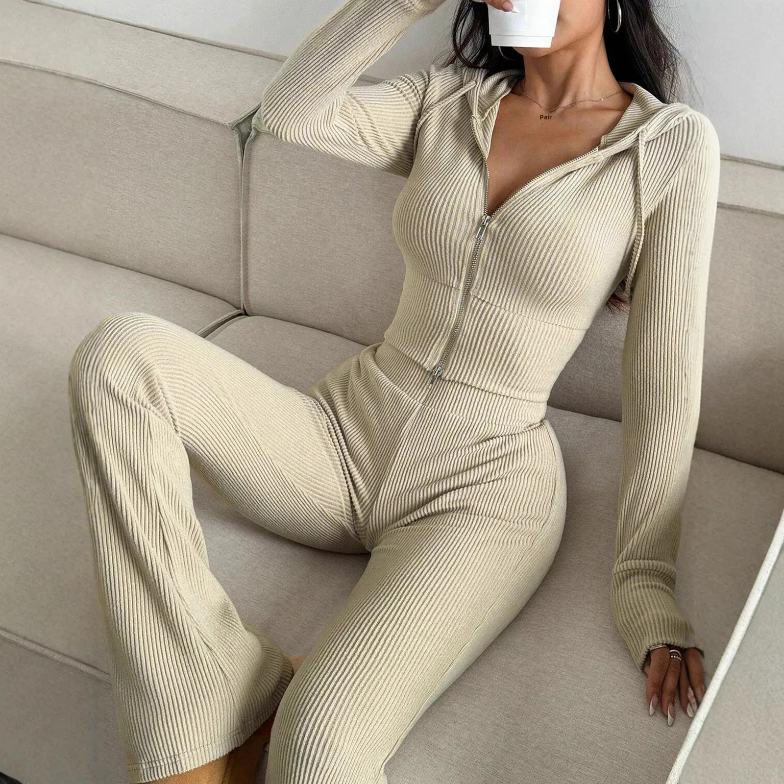 Fashionable Ladies Hoodie And Pants Set TwoPiece Casual Outfit Polyester Fiber Made in China Stylish Womens Ensemble 251029