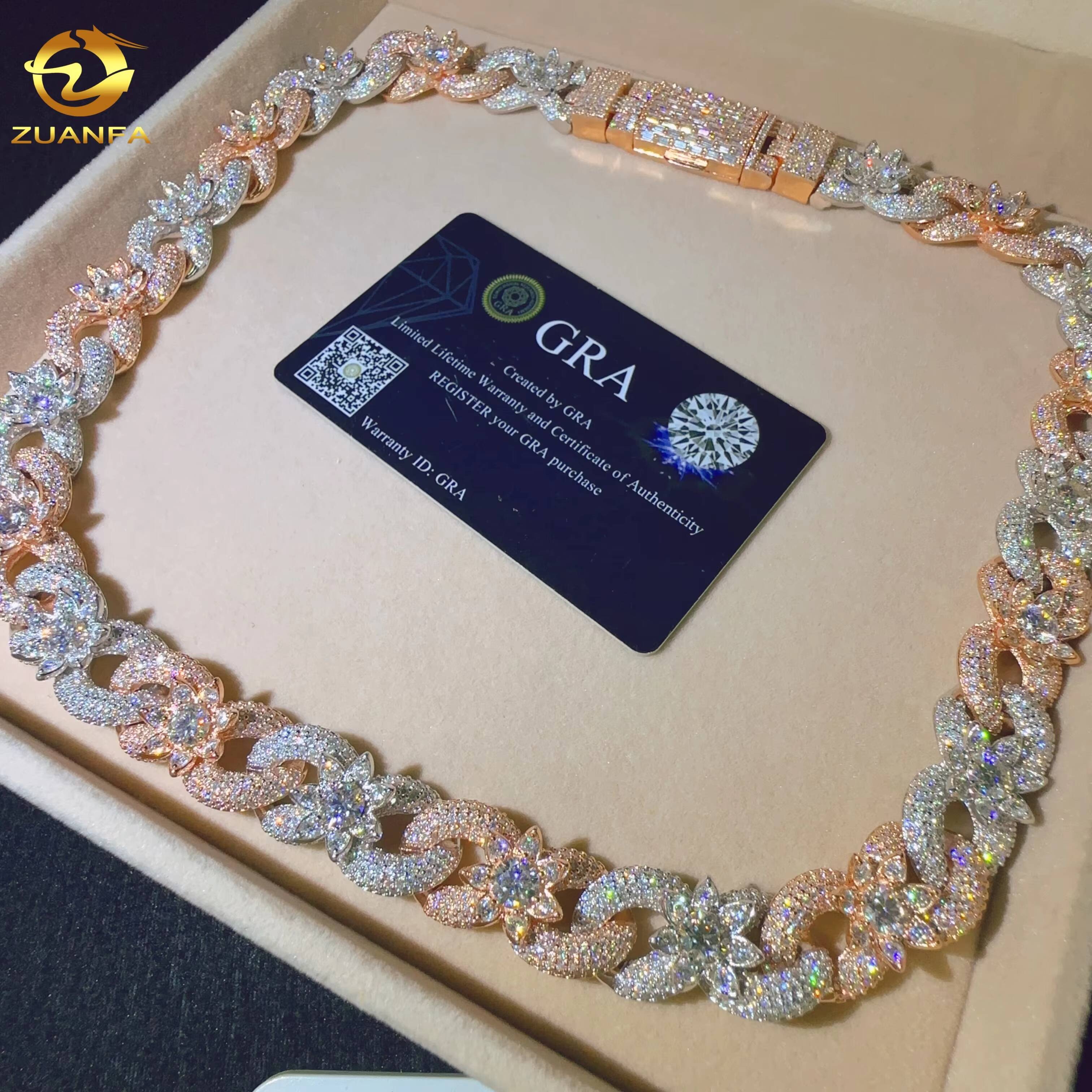 Pass the Diamond Tester D Color VVS Moissanite Diamond Sterling Silver 925 Cuban Link Chain Moissanite Cuban Link Necklace