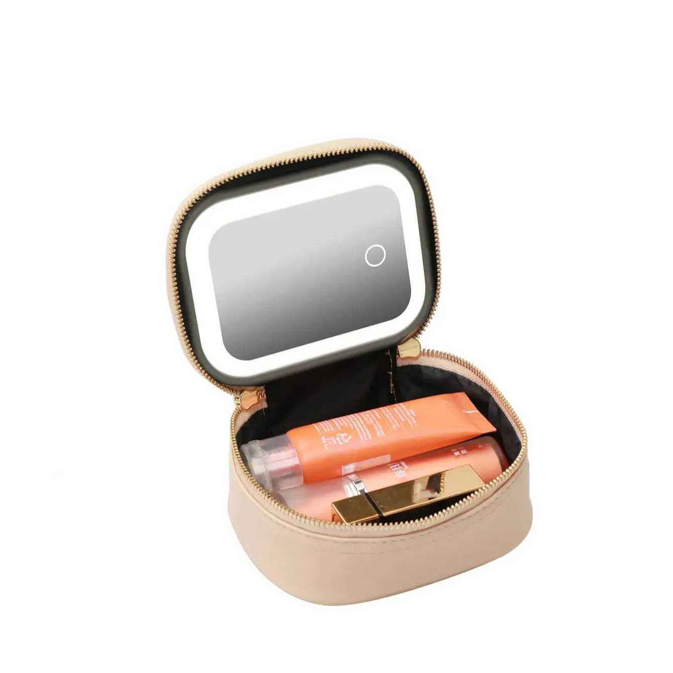 1 pc LED Cosmetic Case with Lights and Mirror Cosmetic Bag USB Rechargeable Detachable mirror J251115