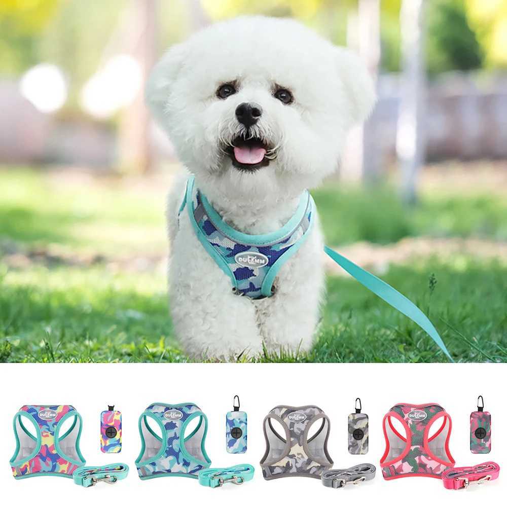 Pet Harness and Leash Set Adjustable Soft Mesh for Small Medium Dogs Cats Fashion Breathable Strips Puppy Kitten Walking Gear J251129