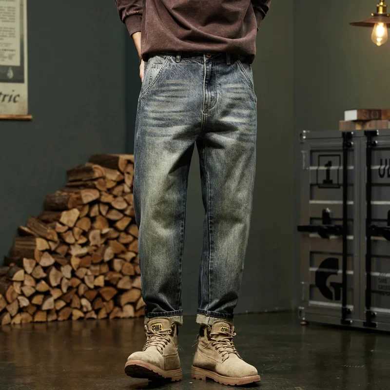 Jeans For Men Baggy Pants Loose Fit Harem Pants Vintage Clothes Men Fashion Pockets Patchwork Large Trousers Oversized 40 J251030