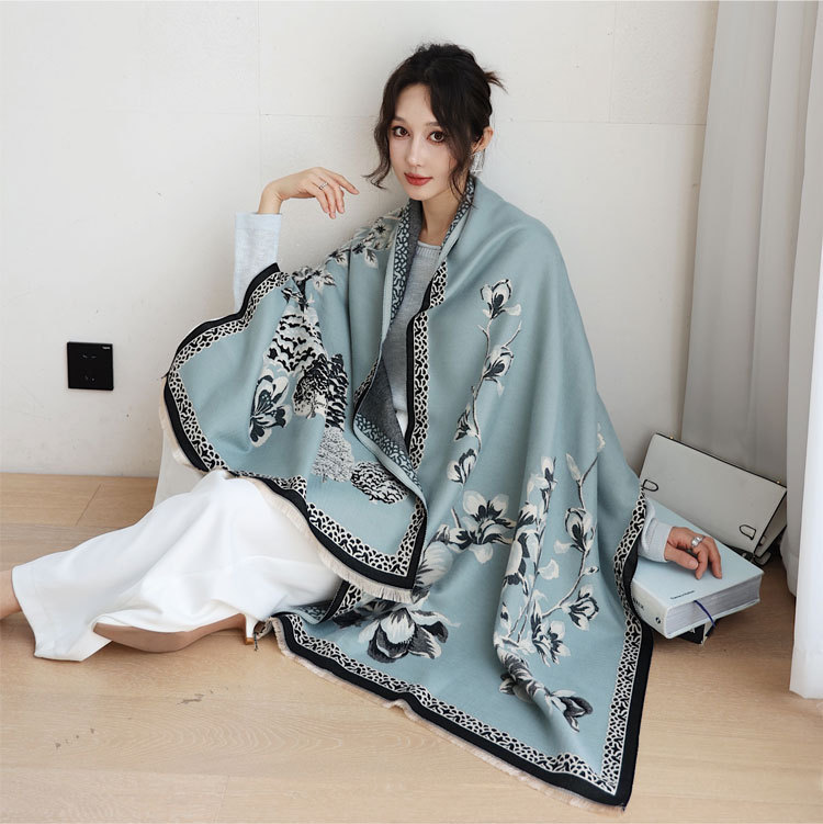 New Elegant Imitation Cashmere Scarf Charming Women s Double Sided Dual Purpose Jacquard Shawl Scarf Autumn And Winter Long Thick Warm Scarf