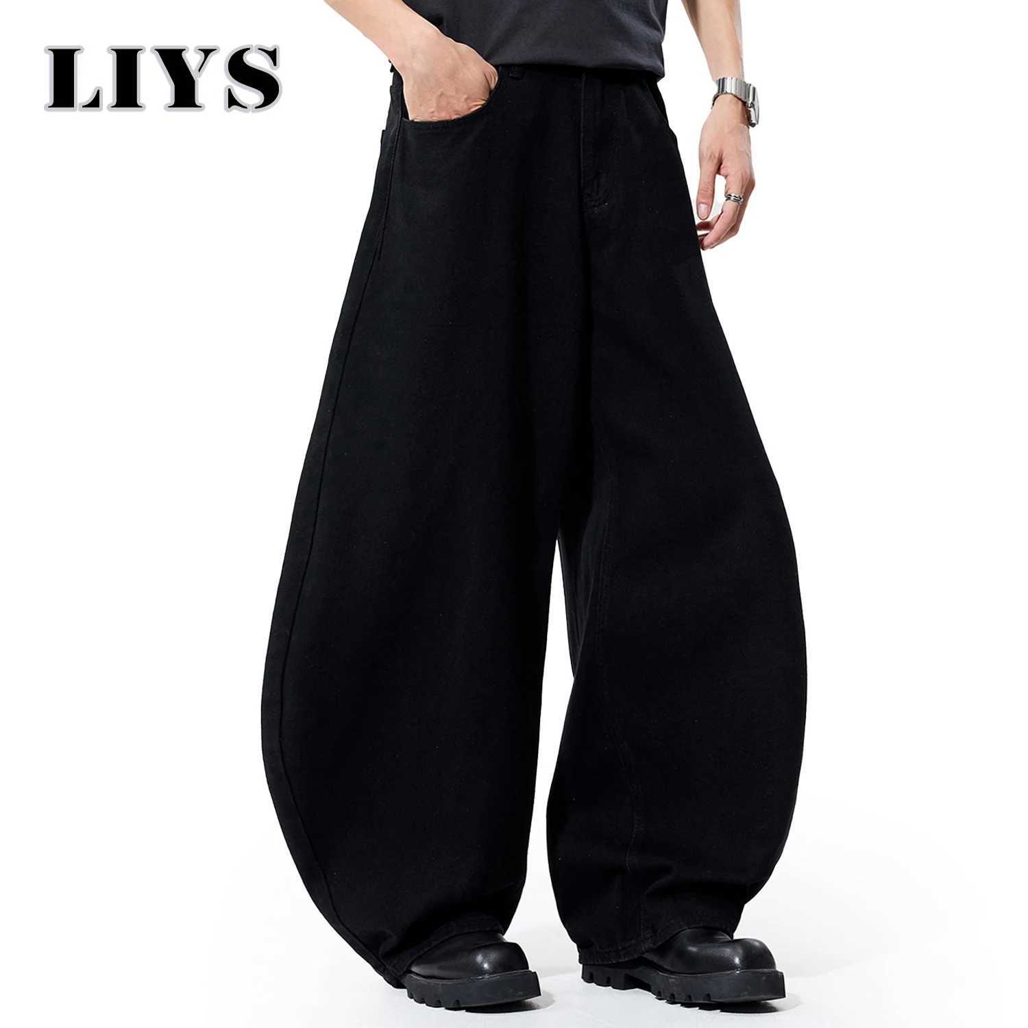 Autumn Mens Black Wide Leg Jeans Y2K Baggy Loose Fitting Denim Pants Man Solid Streetwear Loose Daily Casual Fashion Jeans J251030
