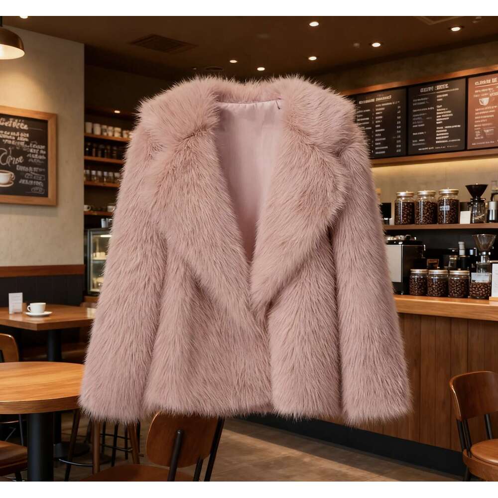 New Faux Fur Jacket Autumn Lapel Winter Loose Korean Style MidLength