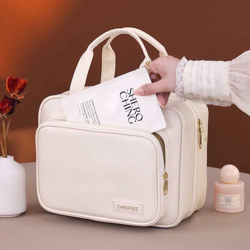 Large Capacity Cosmetic Bag Makeup Toiletries Organizer PU Leather Portable Travel Toiletry Pouch Women Cosmetic Storage Bag J251115