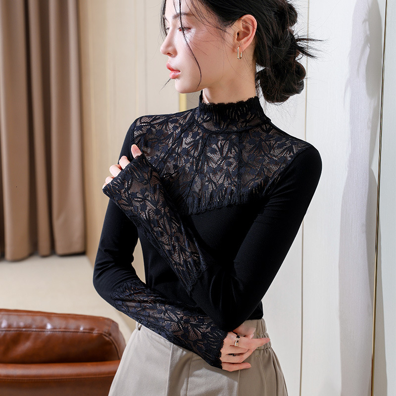 New designer clothing for women's long sleeved lace tops, trendy and fashionable long sleeved clothing