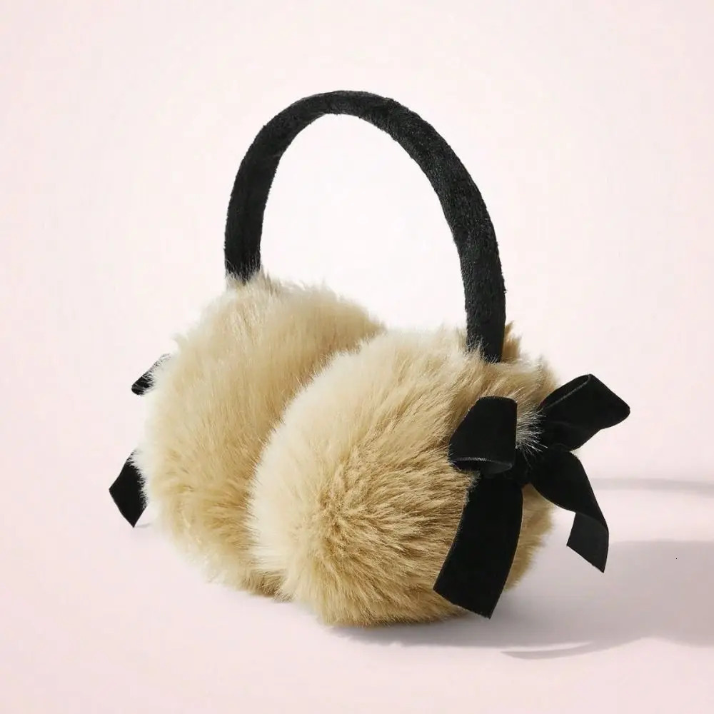 Cute Japanese Faux Fur Plush Earmuffs Soft Warm JK Sweet Y2k Bowknot Earmuffs Cycling Thicken Winter Earflap Girl 251024