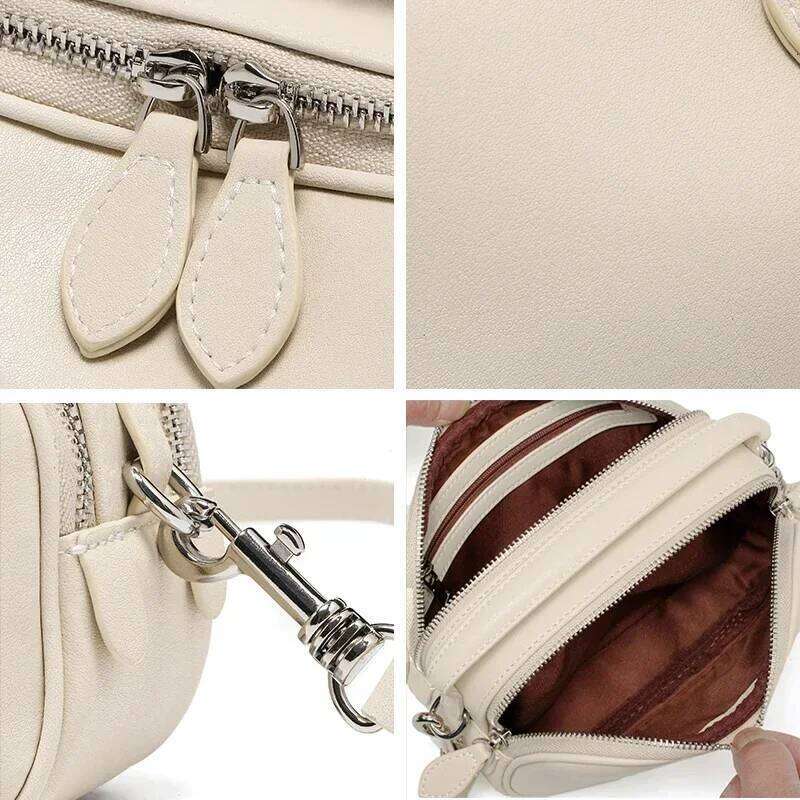 Women Natural Cow Leather Shoulder Bag Ladies Retro Soft Cowhide Handbags Female Fashion Design Cute Crossbody Bags Girls