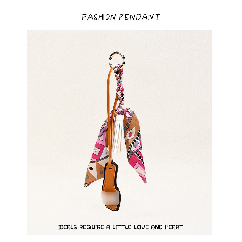 H Home Slippers Ribbon Bow Tassel Bag Car Women Korean Keychain Fashion Pendant