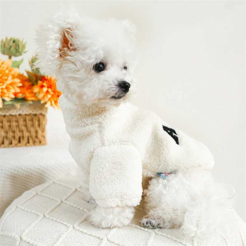 Modern Letters Winter Clothes for French Bulldog Fluffy Wind Proof Cat Sweatshirt Breathable Thick Fleece New Year York Dog Coat C251030