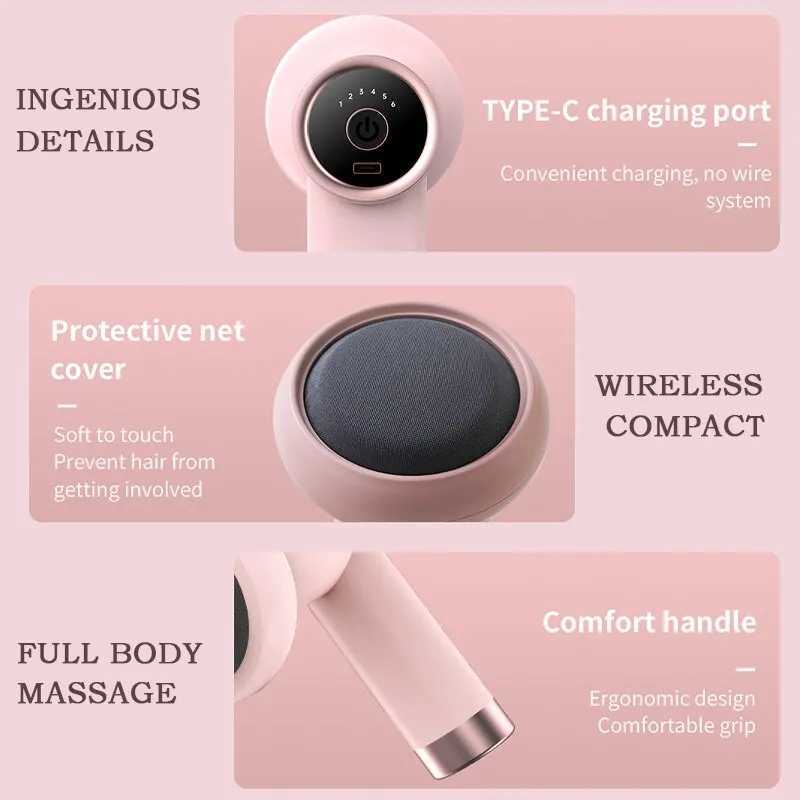 Massage Gun Wireless Charging Fat Pushing Machine Handheld Portable Massage Stick Neck Waist Shoulder Kneading Pink White J251030
