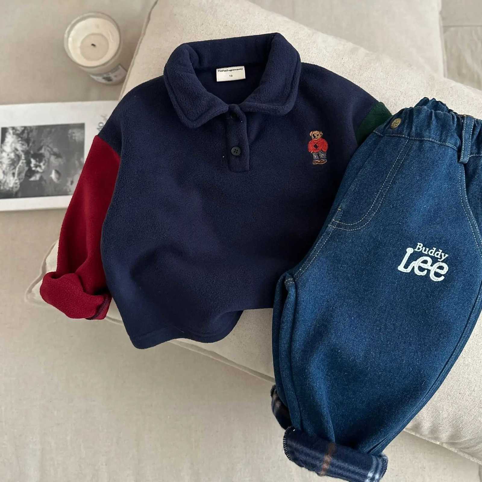 Winter New Children Fleece Sweatshirt Boys Girls Plus Velvet Thick Lapel Pullover Cotton Kids Casual Warm Tops Baby Polo ShirtsT251030