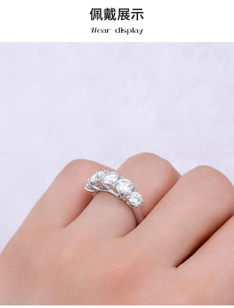 Fashion Jewelry Wedding Ring 565mm Stones 925 Sterling Silver Moissanite Rings for Women Wedding Engagement