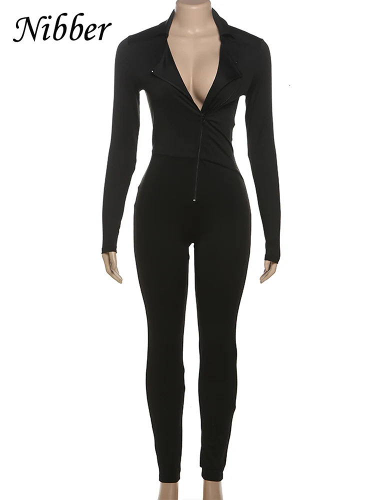 Nibber Fitness Jumpsuit Women Zip Skinny Long Full Activity Casual Sporty Solid Street Workout Simple Classic Tight Overalls 251028