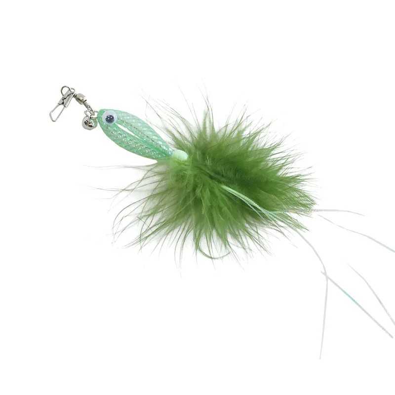 Cat Teaser Wand with Shiny Fish Replacement Head Feather Bell Cat Toy Pet Supplies S251029{category}