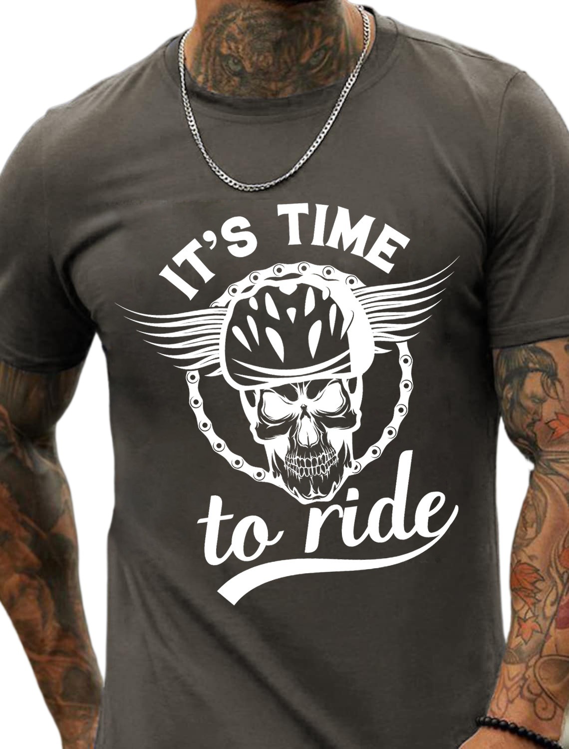 IT's time to ride English sports print pattern Men's cotton short-sleeve T-shirt - TT7068