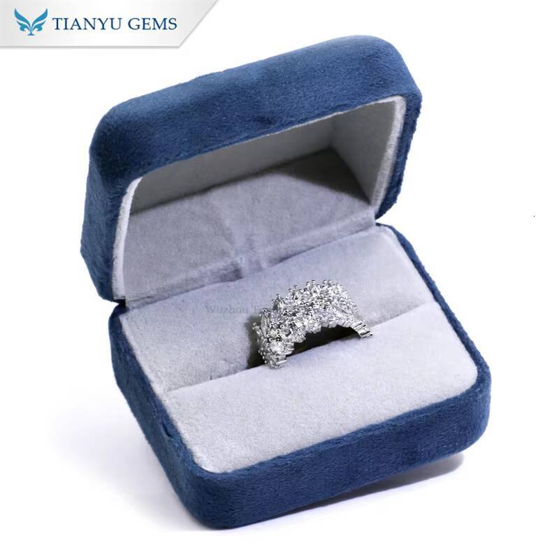 Tianyu Gems Highendjewelry Multishape Marquise Cut Lab Diamond DEF VS1 14k Solid White Gold and Yellow Gold Ring for Women